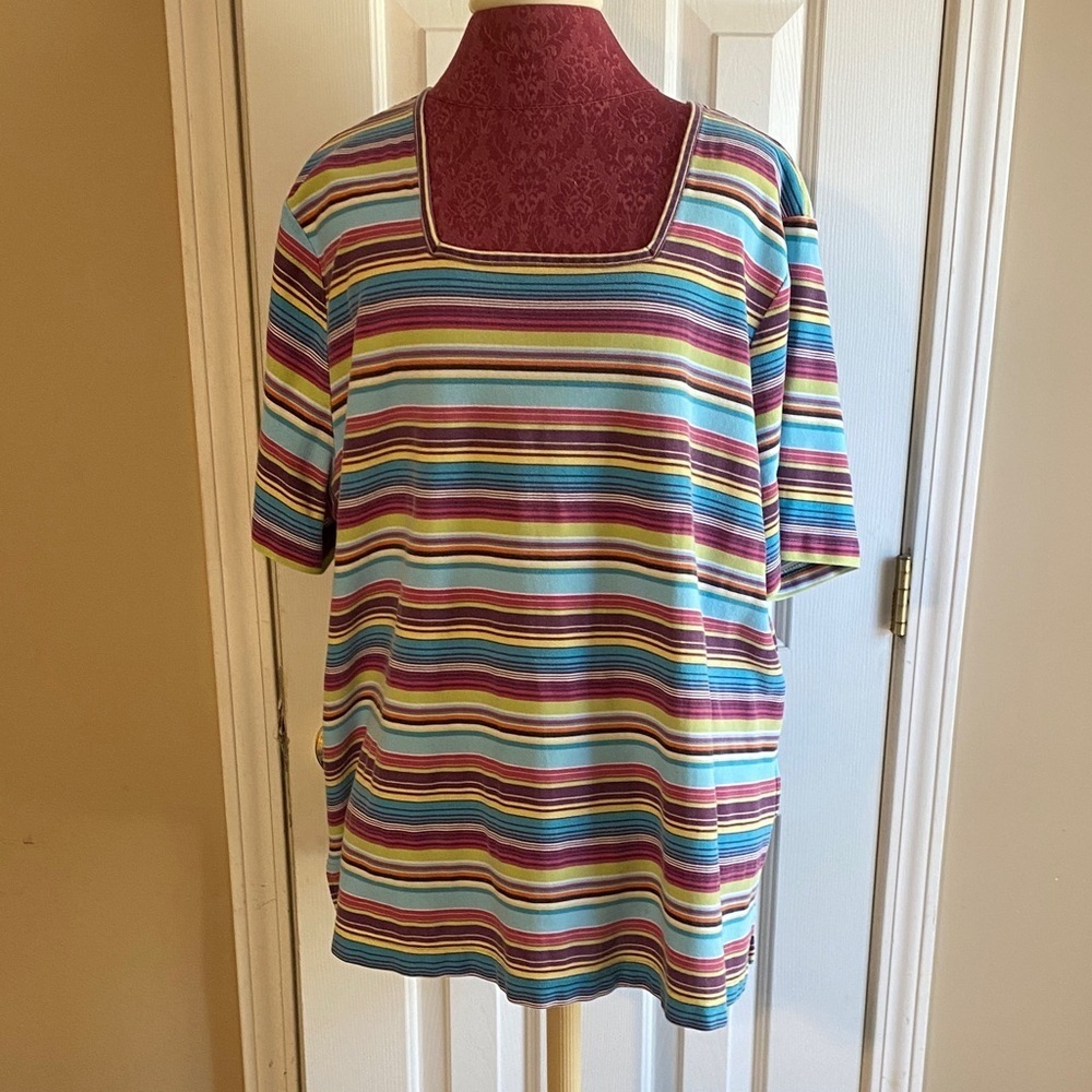White Stag Stripe Plus Size26W-28W  Comfortable Causal Top Everyday Wear